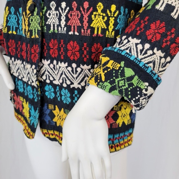 Guatemala Colorful Handmade Embroidered Button-Up Shirt Sz. M - Picture 6 of 8
